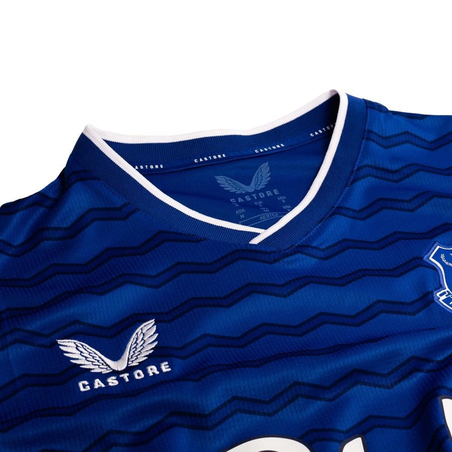 neck view of the Castore Everton 2025/26 Home Blue Shirt