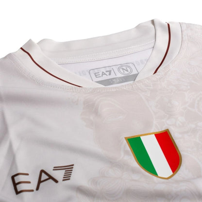 neck view of the EA7 SSC Napoli 2025/26 Away White Shirt