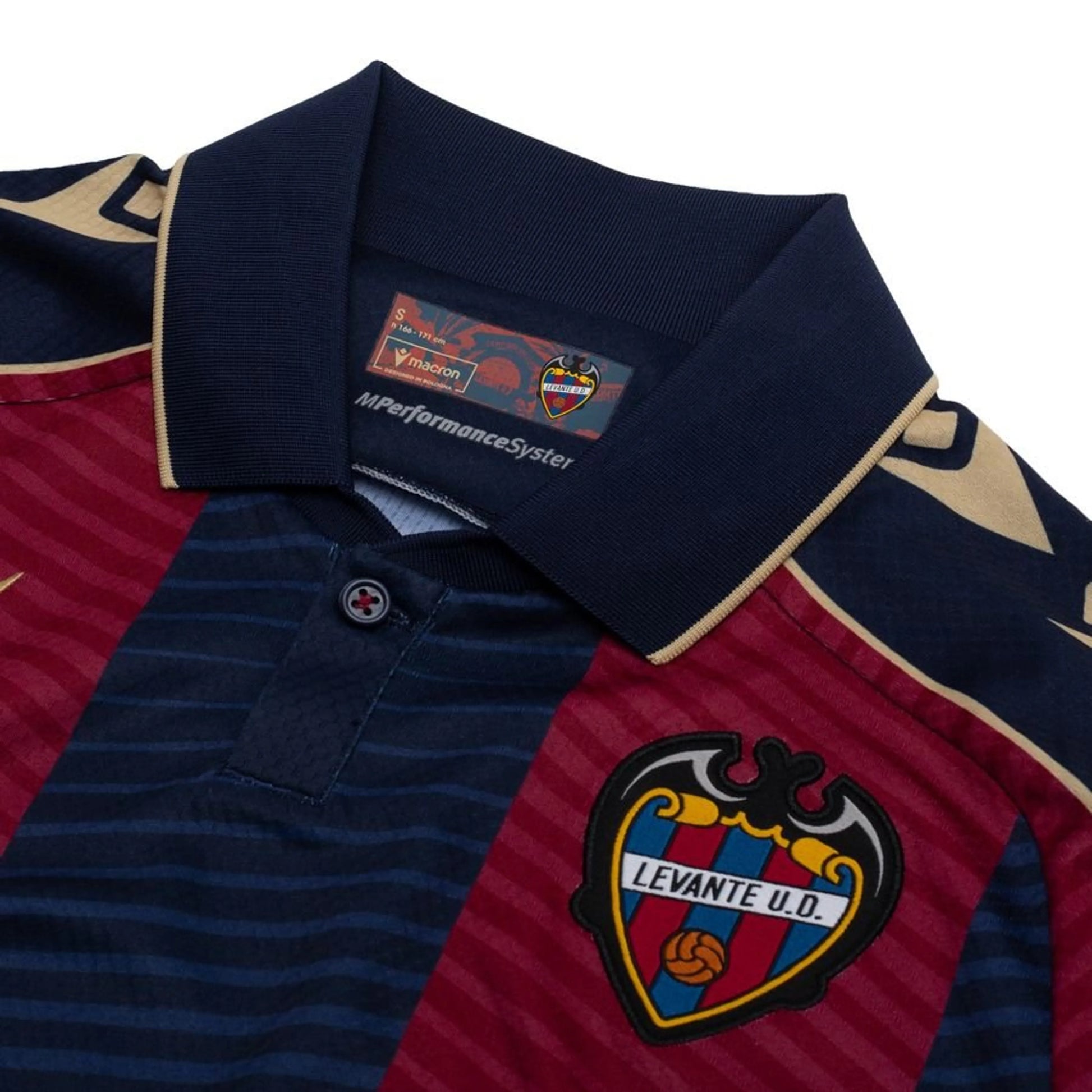 neck view of the Macron Levante UD Home Shirt 2025/26