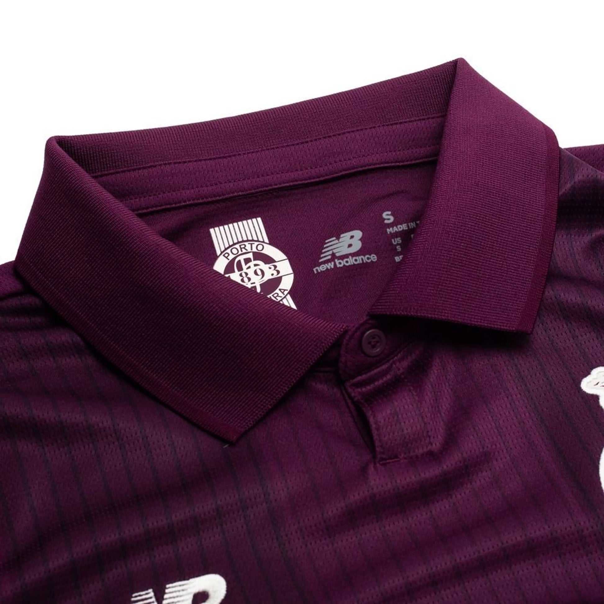 neck view of the New Balance FC Porto Men's Away Shirt 2026/27 - Rich Ruby/White