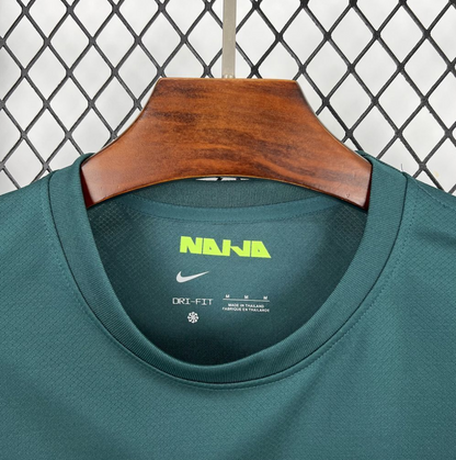neck view of the Nigeria 25/26 Away Dark Green Football Short Sleeve Jersey Designed By Nike