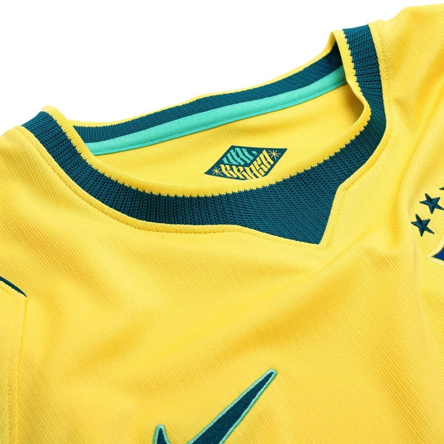 neck view of the Nike Brazil National Team 2026 Stadium Home Womens Dri-FIT Football Shirt - Yellow