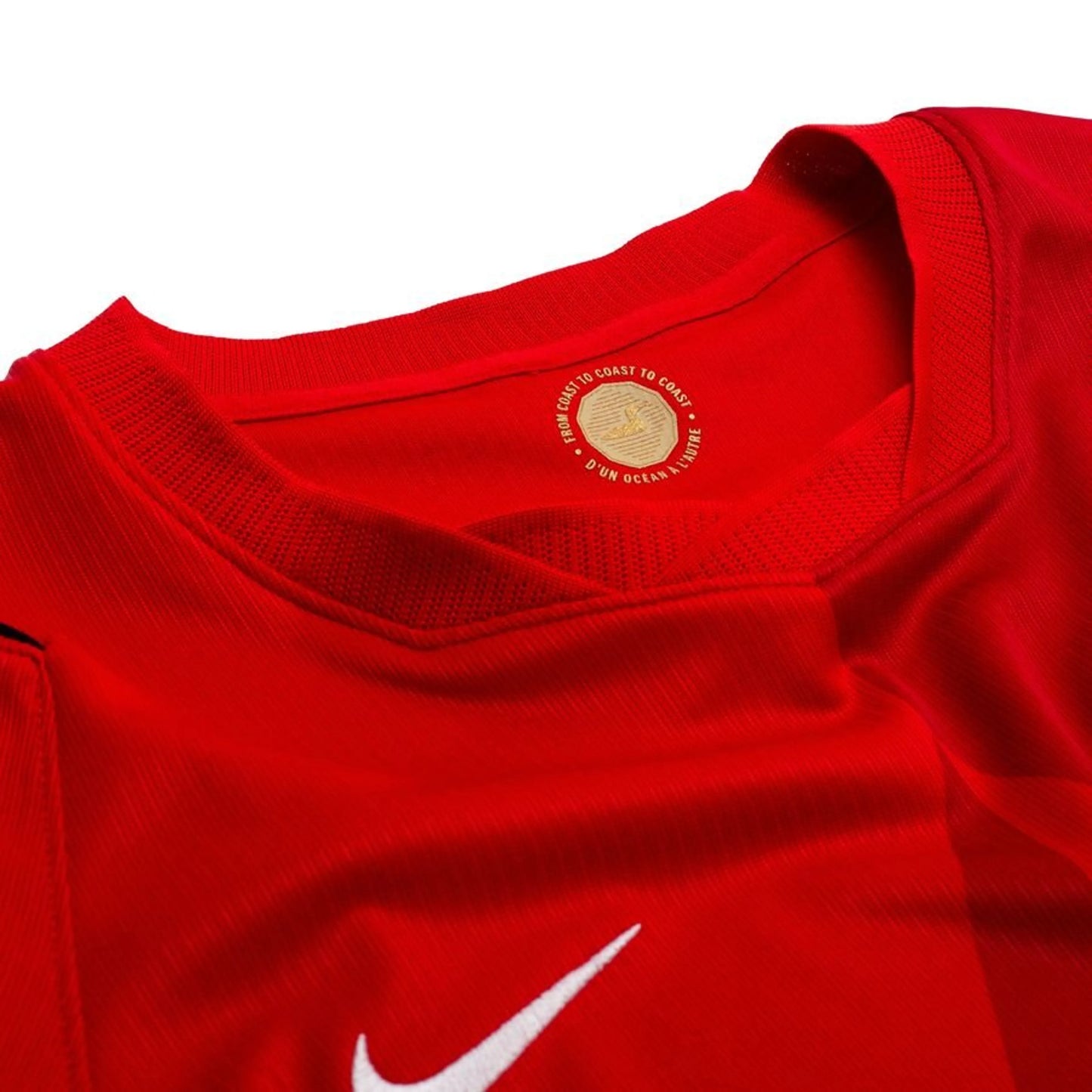 neck view of the Nike Canada World Cup 2026 Home Red Shirt