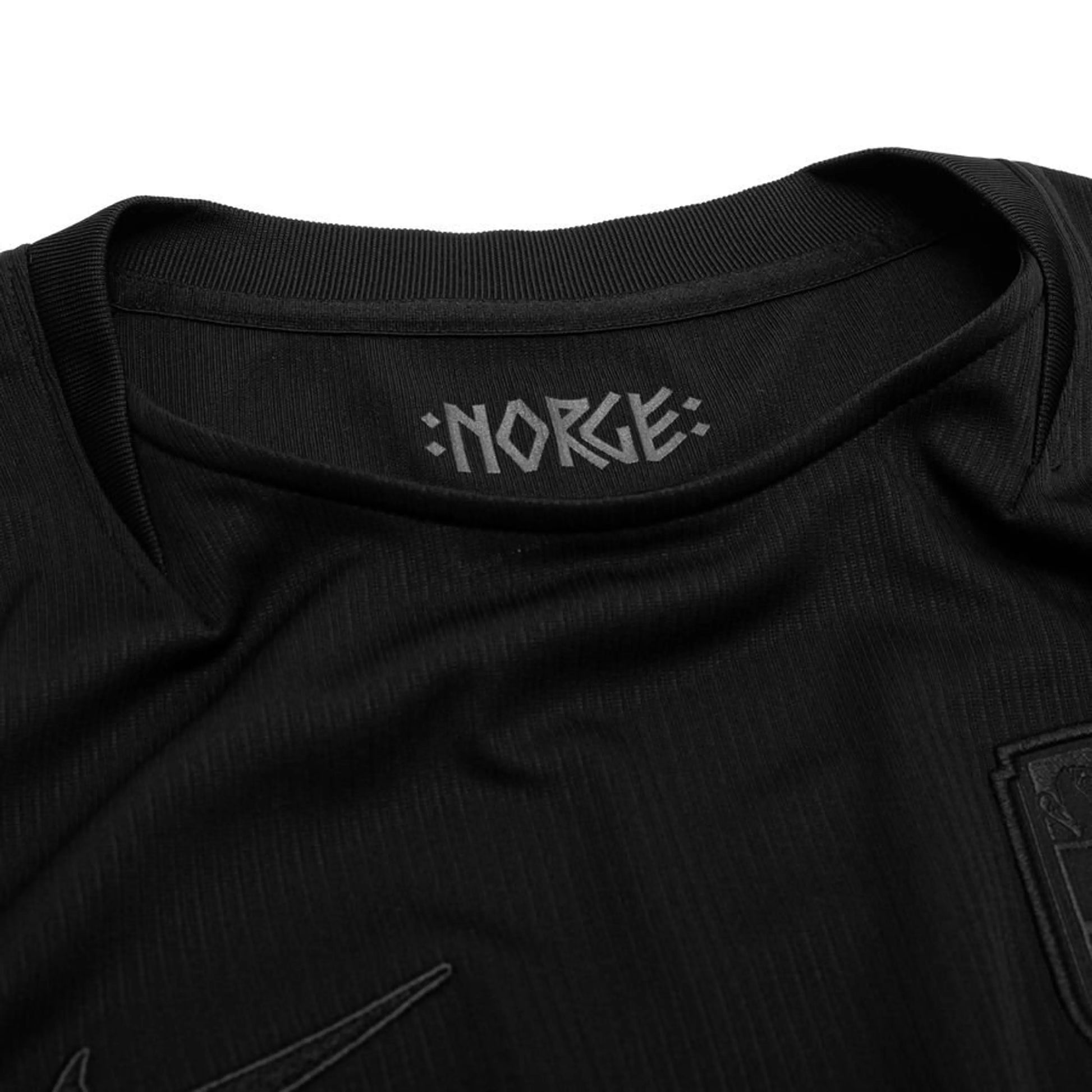 neck view of the Nike Norway 2026 World Cup Away Black Shirt