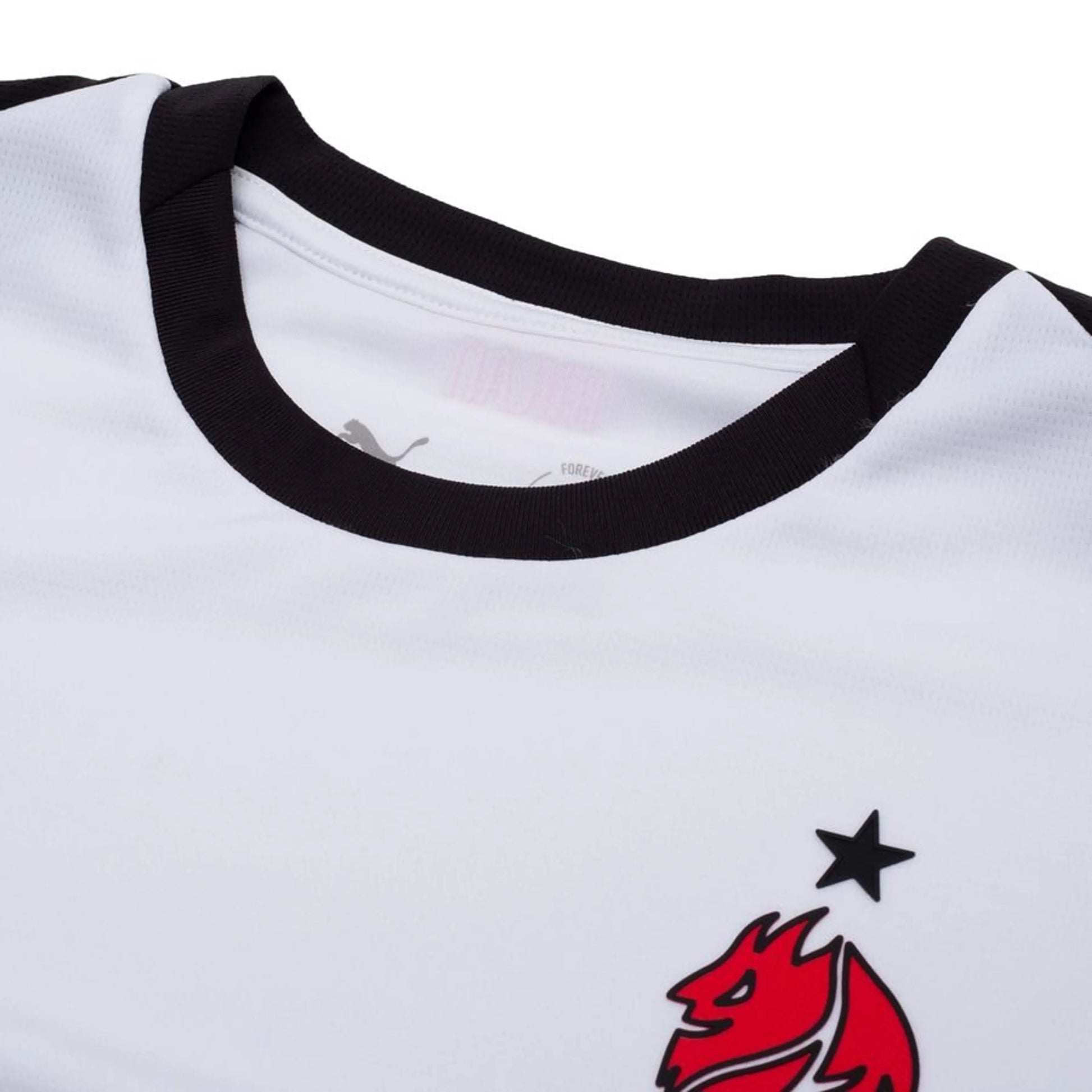 neck view of the PUMA AC Milan 2025/26 Away Long Sleeve Jersey