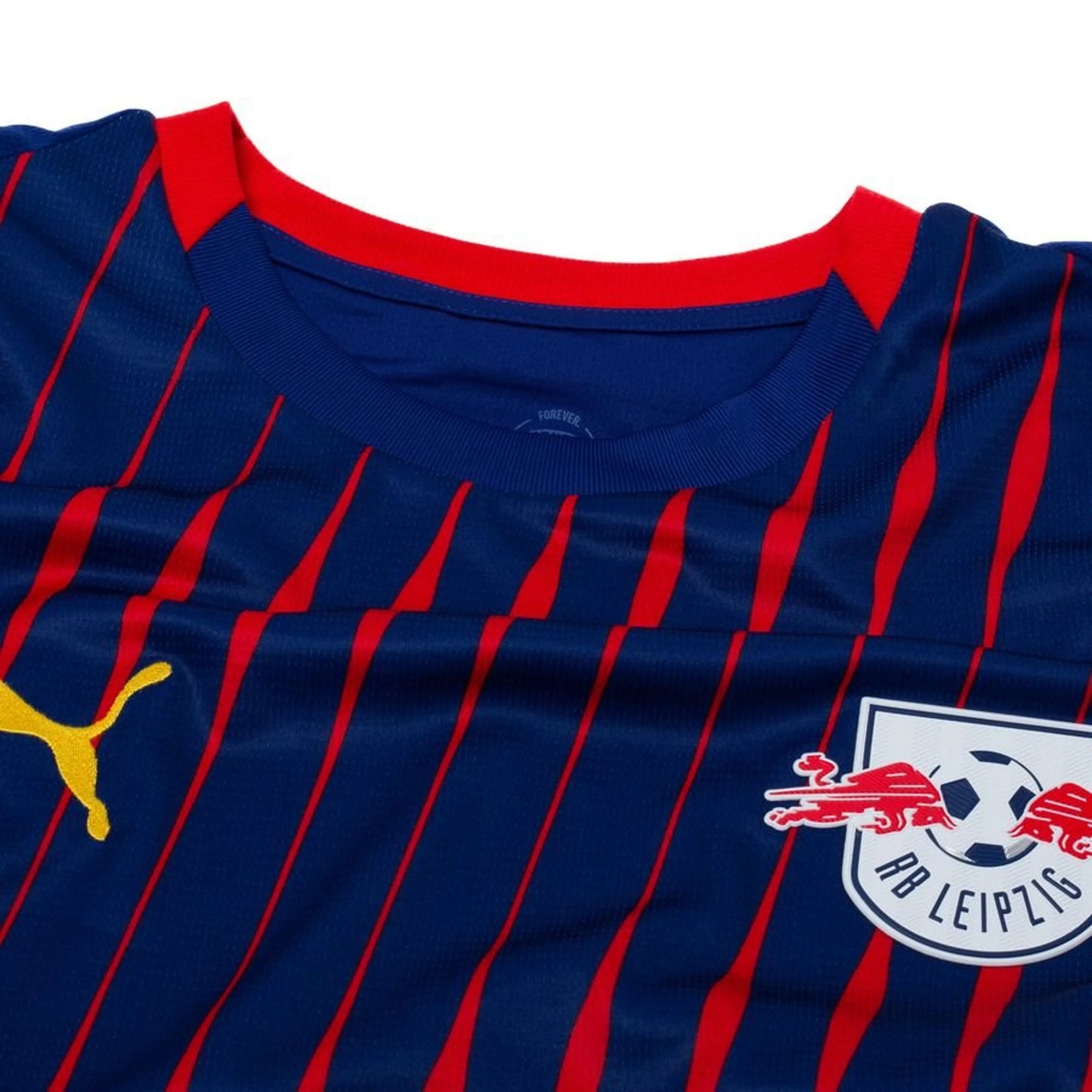 neck view of the Puma RB Leipzig 2025/26 Away Blue Shirt