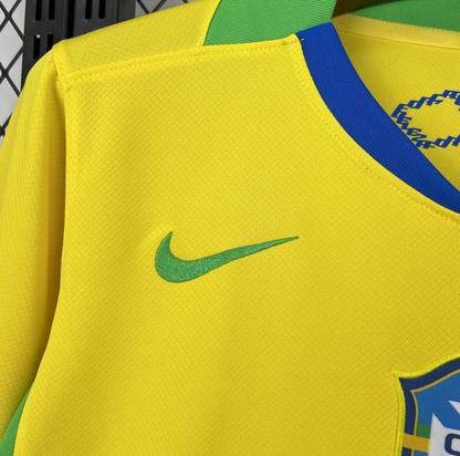 nike logo view on the Brazil 25/26 Home Yellow Football Jersey designed by Nike