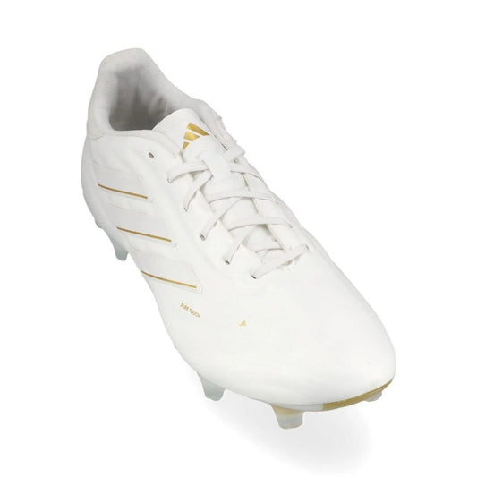 outside view of the adidas Copa Pure 2 Elite FG in Footwear White / Gold Metallic (Day Spark Pack)