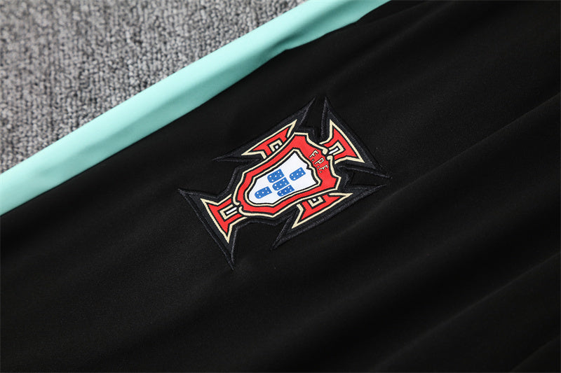 pants view showing team logo Portugal 25/26 Quarter-Zip Tracksuit full black