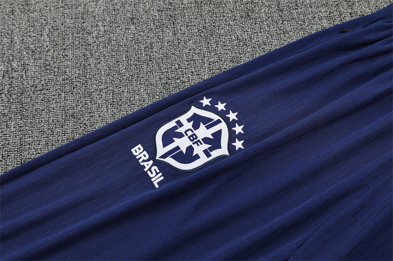 team logo view on the pants of the Nike Brazil 2025/26 Multi-Color/Navy Quarter-Zip Soccer Tracksuit
