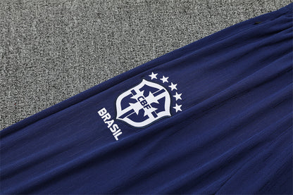 team logo view on the pants of the Nike Brazil 2025/26 Multi-Color/Navy Quarter-Zip Soccer Tracksuit