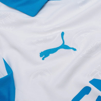 puma logo on the Marseille 2025/26 Home Shirt LS White/Bleu Azur