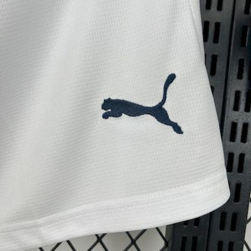 puma logo view on the Manchester City 25/26 Home White Shorts