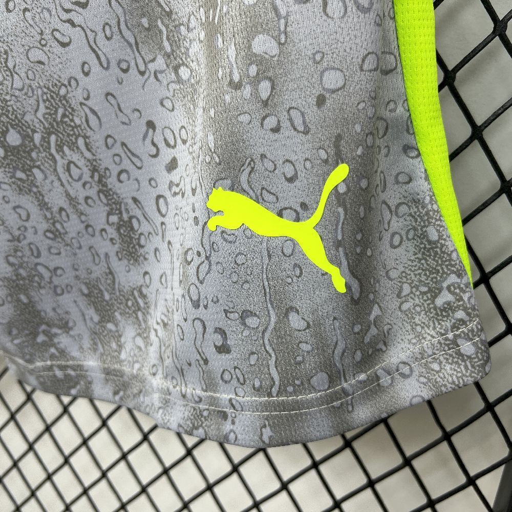puma logo view on the Manchester City 25/26 Third Grey Shorts