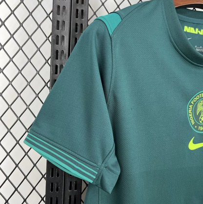 shoulder view of the Nigeria 25/26 Away Dark Green Football Short Sleeve Jersey Designed By Nike