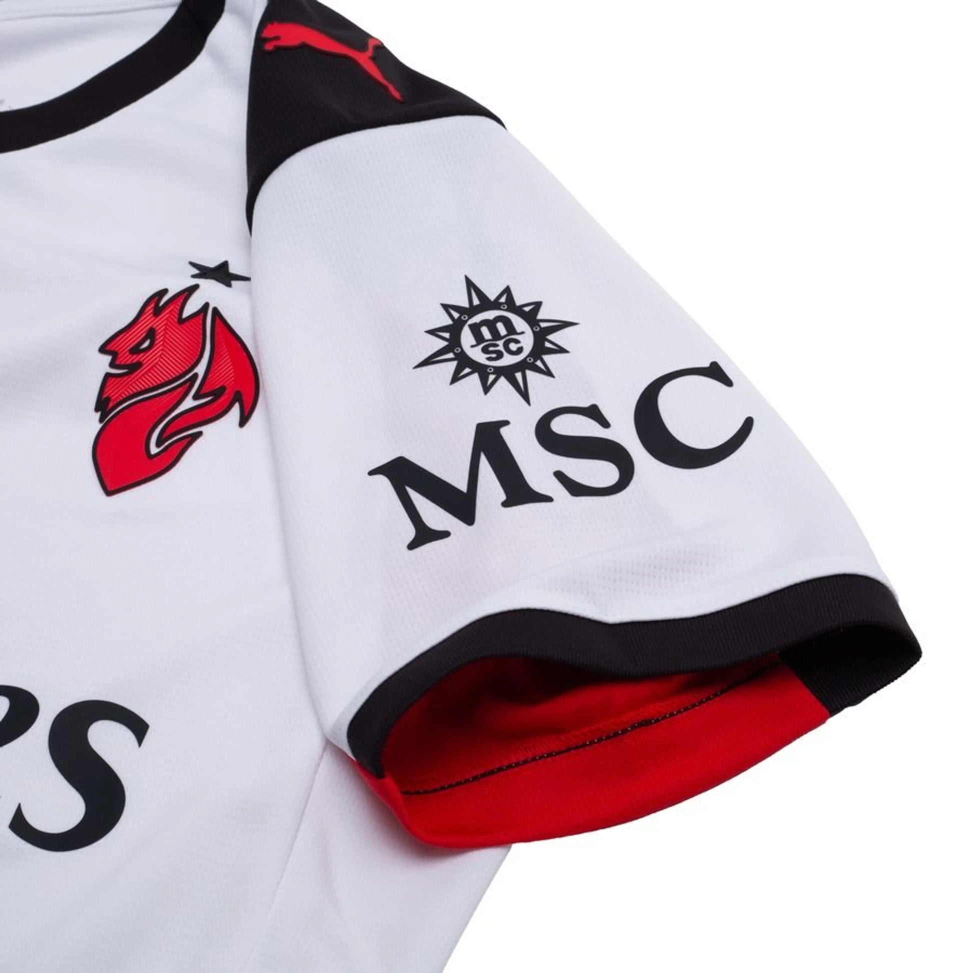 shoulder view of the PUMA AC Milan 2025/26 Away White Jersey