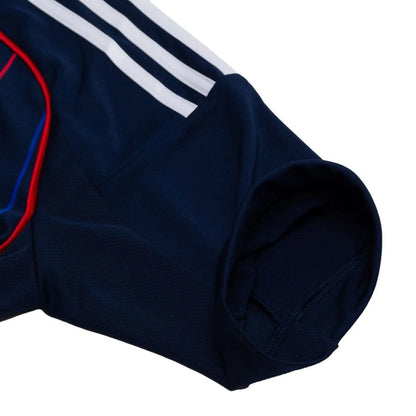 shoulder view of the adidas Olympique Lyonnais 2025/26 Away Blue Shirt
