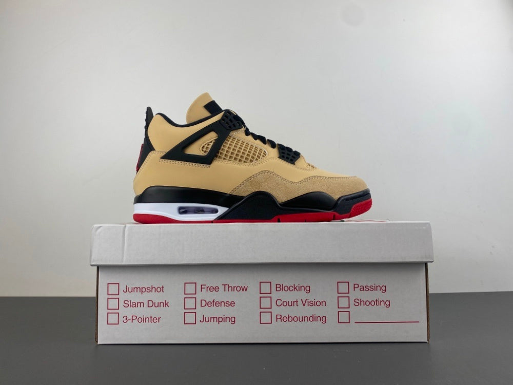 side view of the Air Jordan 4 Retro GS 'Pizza' (2025) Sesame/White-Fire Red-Black IH2094-200