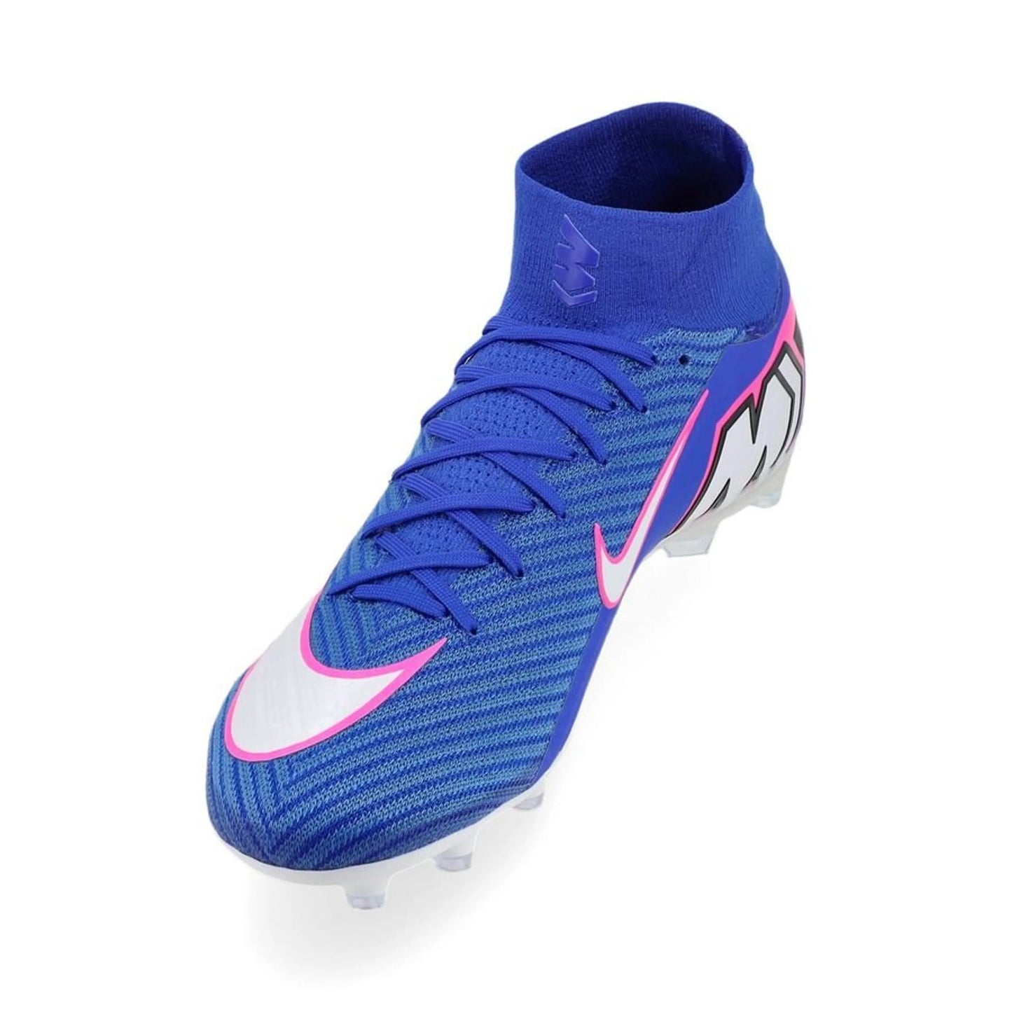 side view of the Nike Air Zoom Mercurial Superfly 10 Elite AG-PRO in Racer Blue / White (Attack Pack)