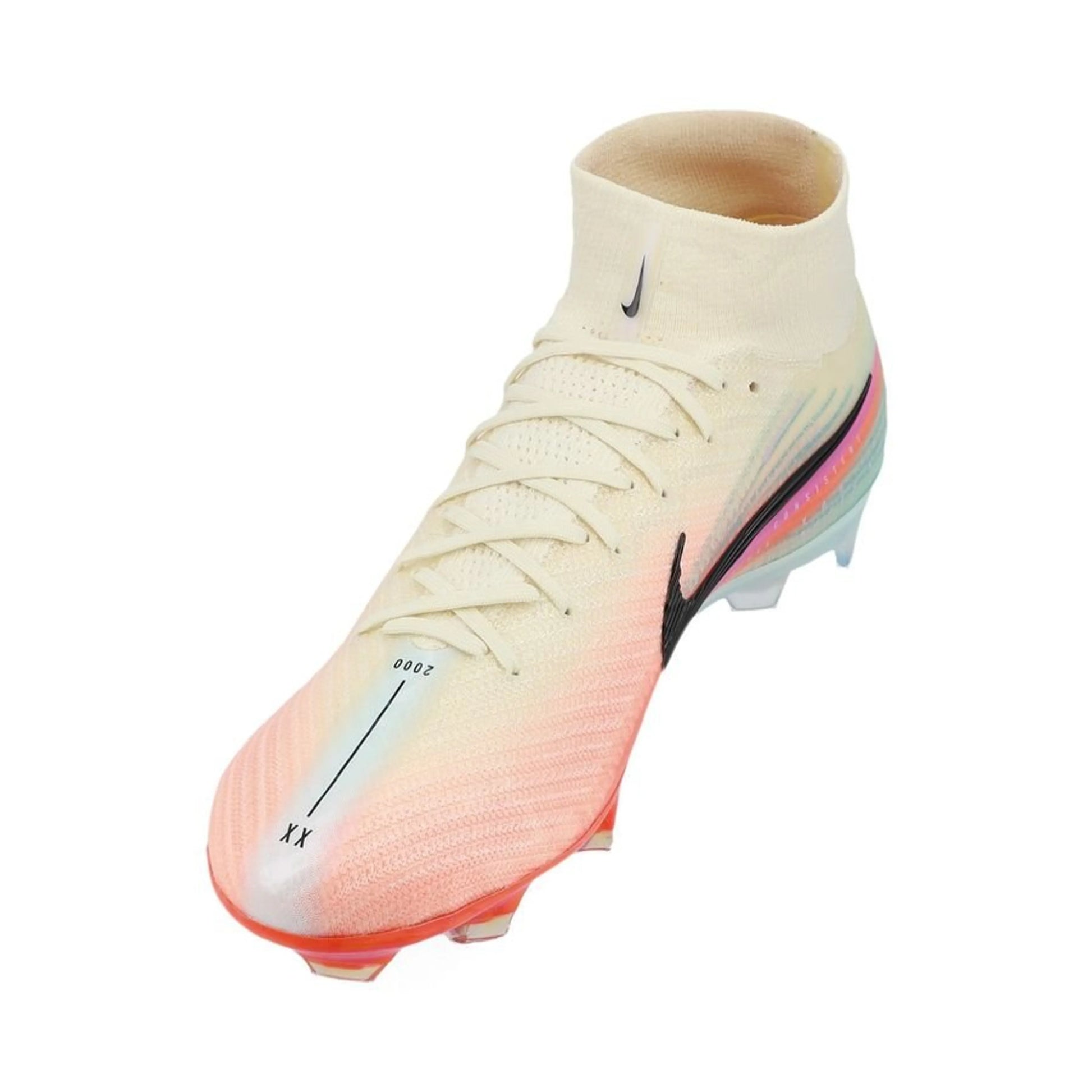 side view of the Nike Air Zoom Mercurial Superfly 10 Elite FG Sam Kerr Personal Edition in Ivory/Black colorway