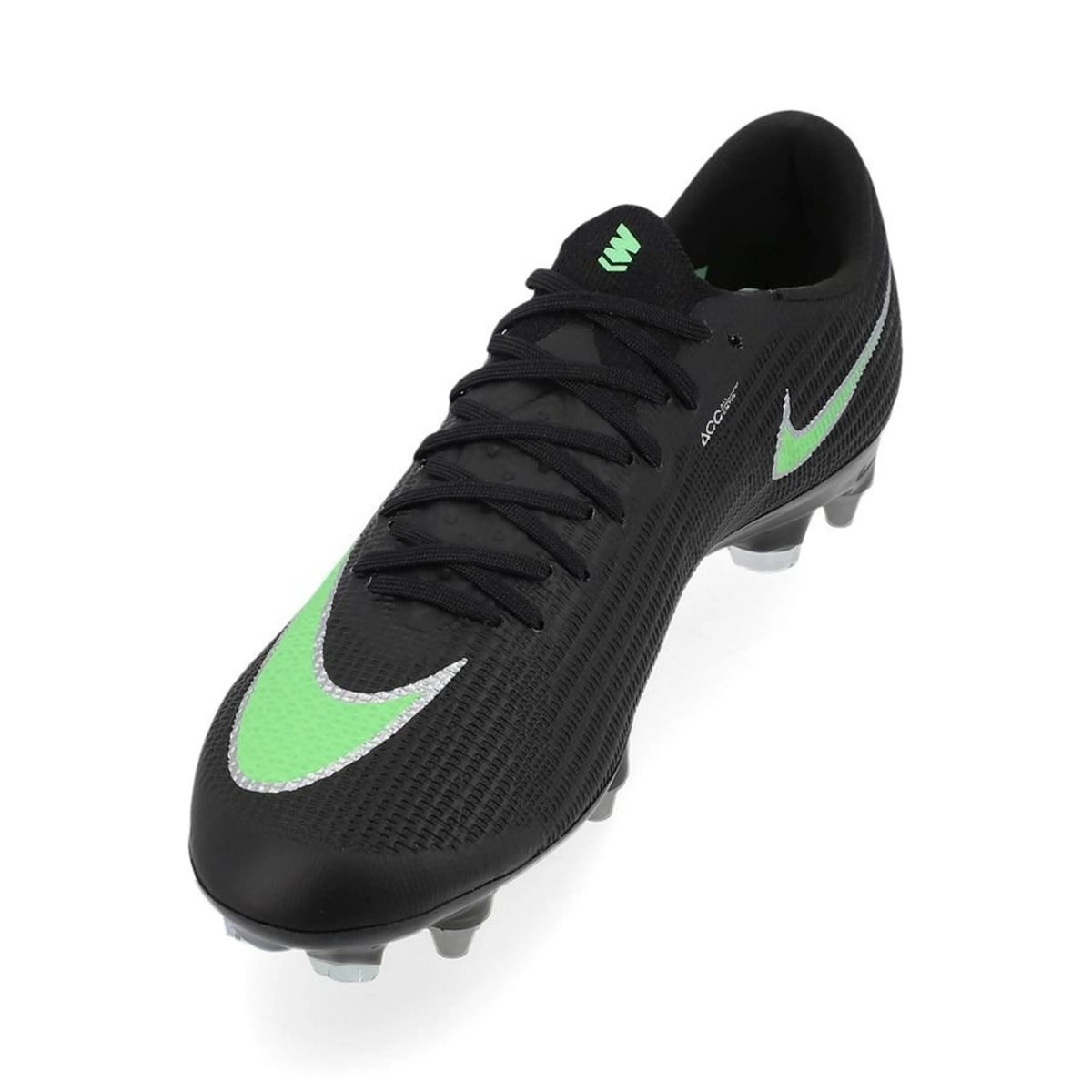 side view of the Nike Air Zoom Mercurial Superfly 11 Elite SG-PRO in Black/Green from the Shadow Pack