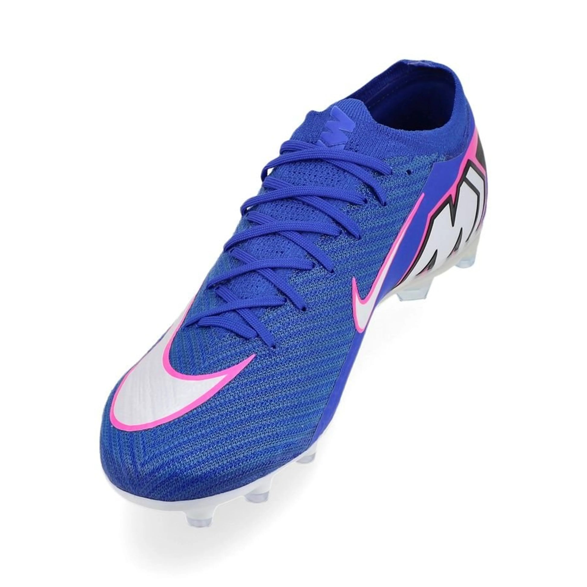 side view of the Nike Air Zoom Mercurial Vapor 16 Elite AG-PRO in Blue / White (Attack Pack)