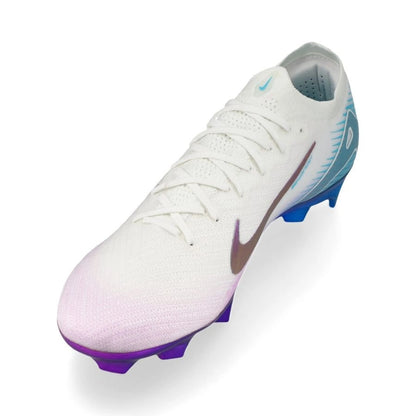 side view of the Nike Air Zoom Mercurial Vapor 16 Elite FG "Chromatic" Pack in a White/Blue colorway