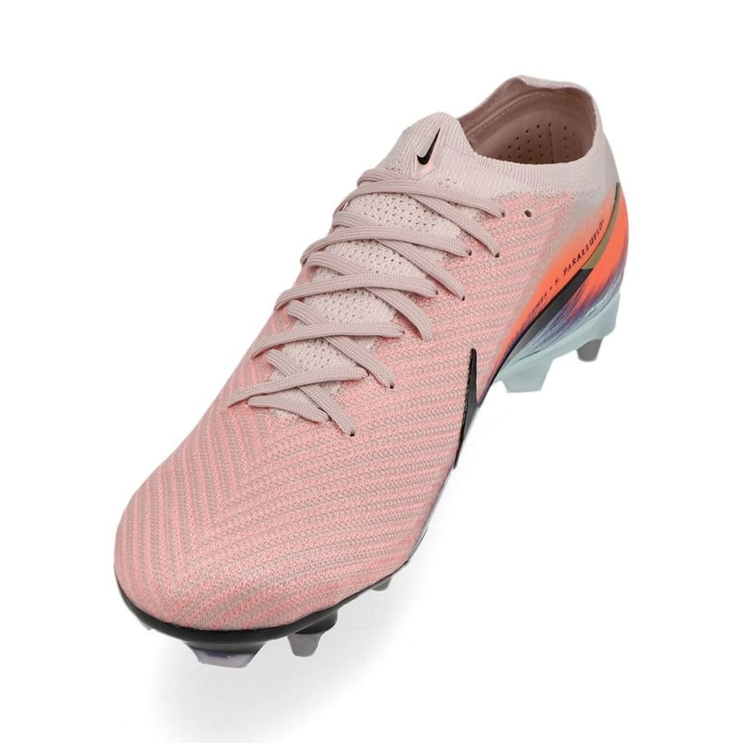 side view of the Nike Air Zoom Mercurial Vapor 16 Elite SG-PRO in Pink/Orange/Blue