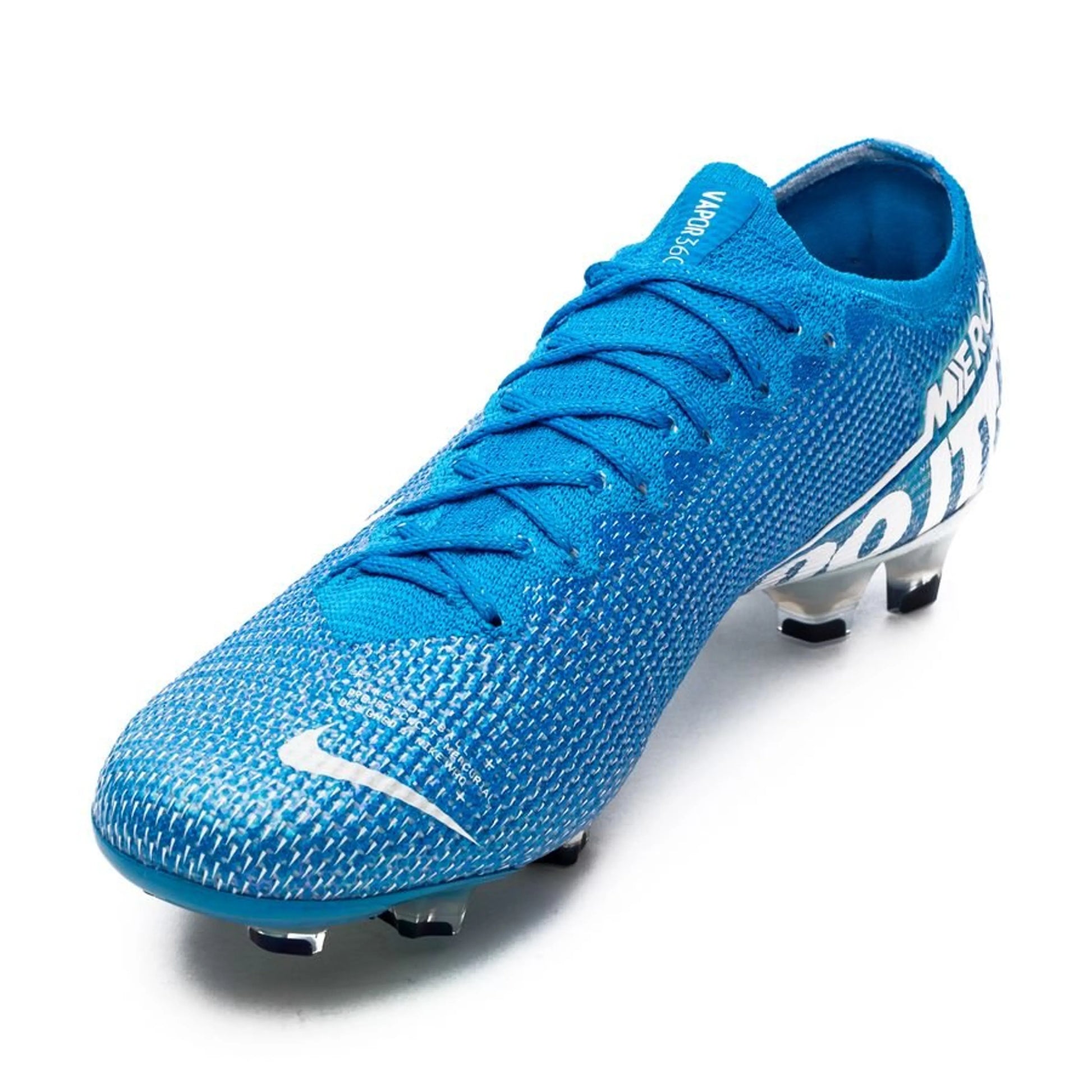 side view Nike Mercurial Vapor 13 Elite FG in a Blue/White colorway