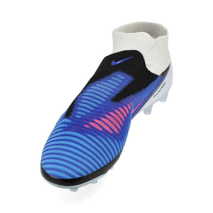 side view of the Nike Phantom 6 Elite High Cut AG-PRO in Racer Blue / Pink Blast / White (Attack Pack)