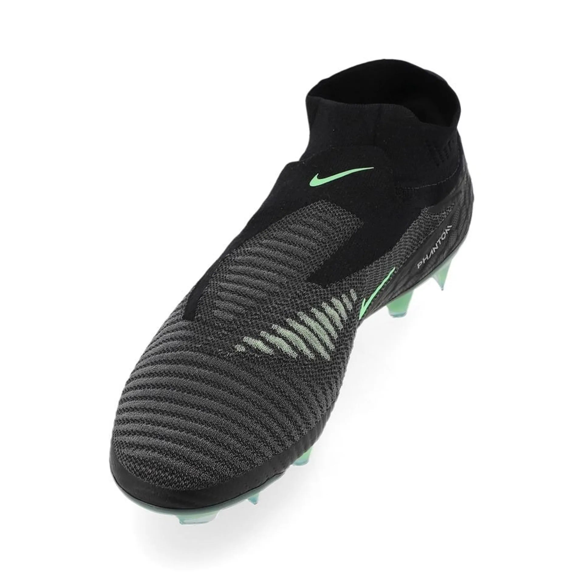 side view of the Nike Phantom 6 Elite High Cut FG from the Shadow Pack FA26 in Black/Green