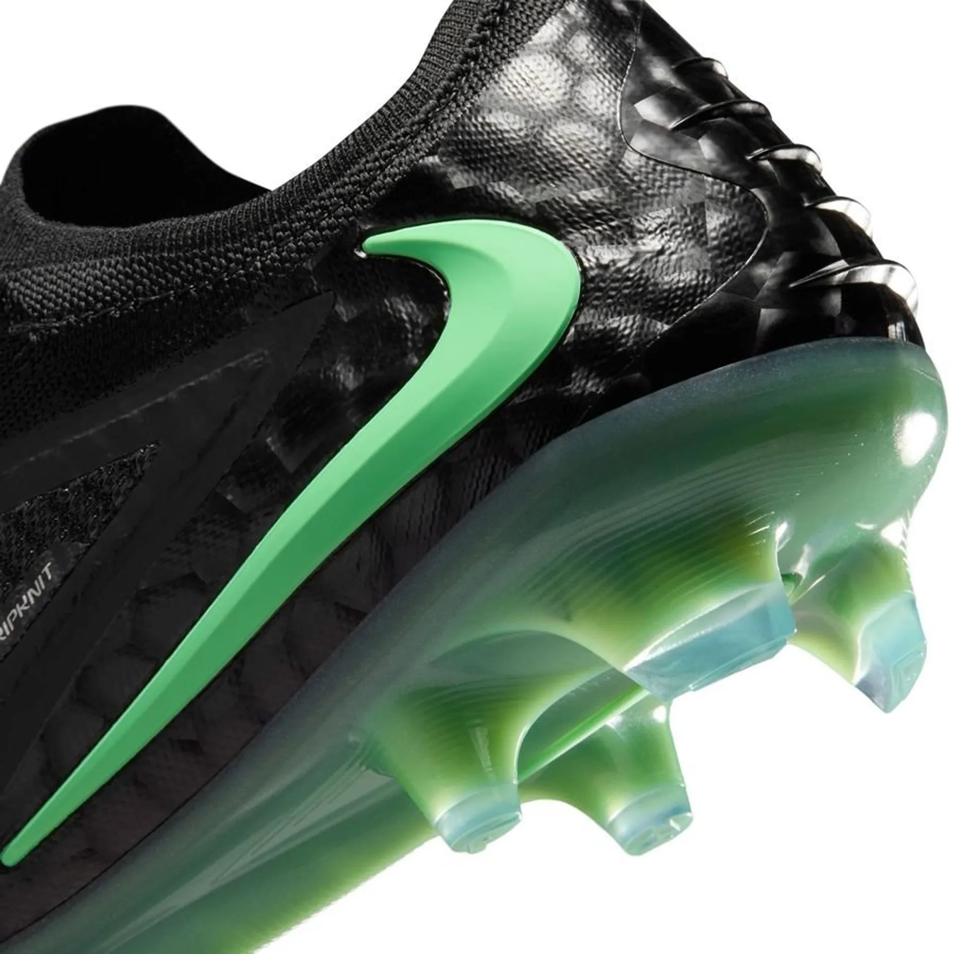 side view of the Nike Phantom 6 Elite Low Cut FG from the Shadow Pack in Black/Green