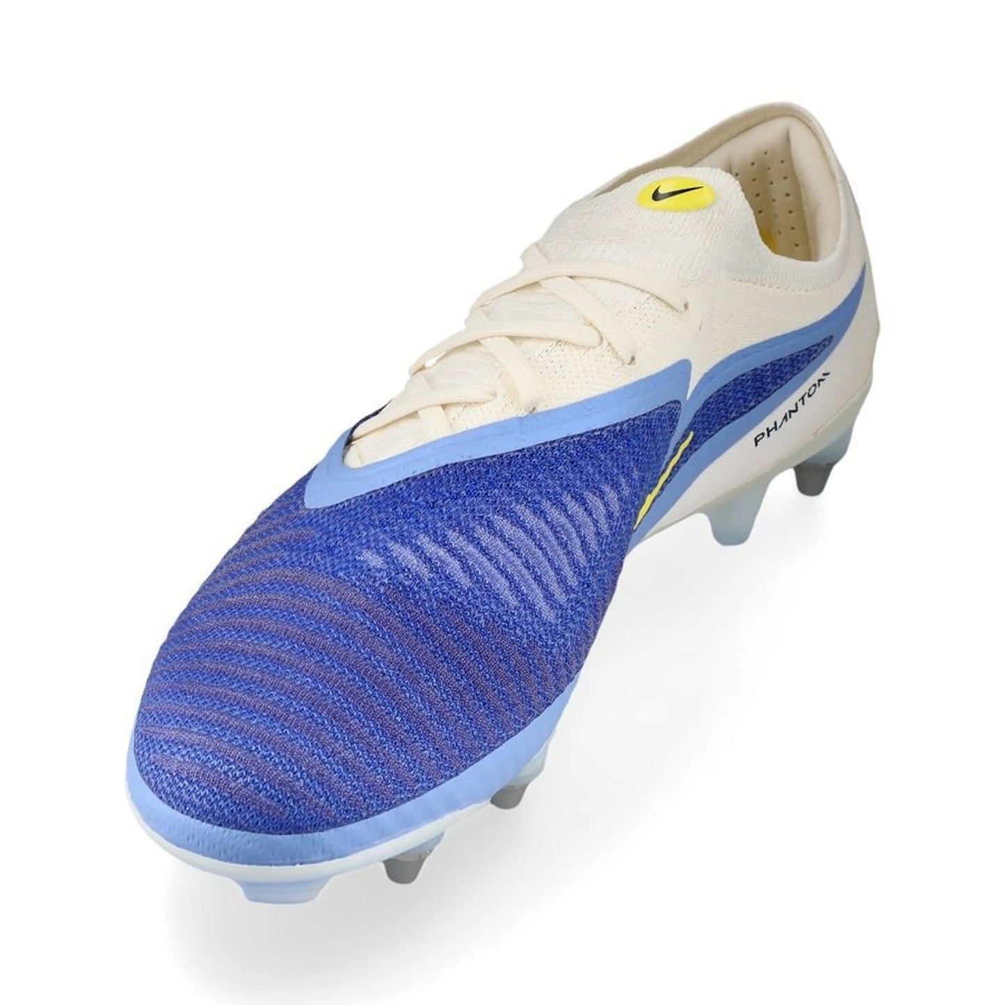 side view of the Nike Phantom 6 Elite Low Cut SG-PRO in blue and white from the exclusive Fear Nothing Pack