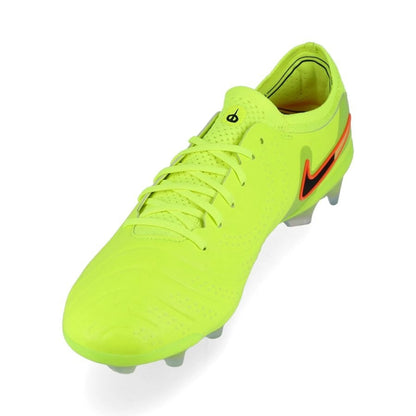 side view of the Nike Tiempo Legend 10 Elite FG "Max Voltage" Pack Neon/Black/Orange colorway