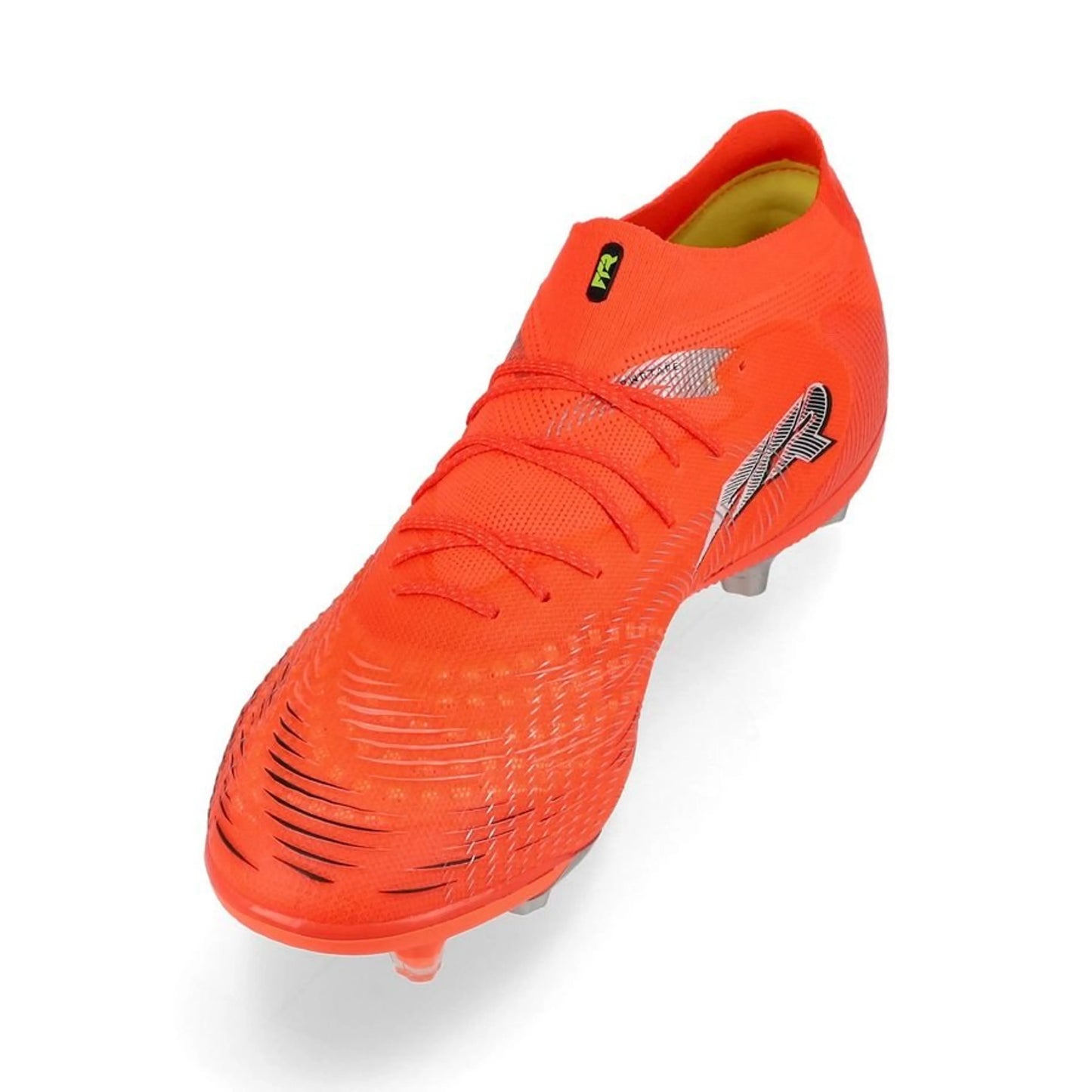 side view of the PUMA Future 9 Ultimate AG in Glowing Red / PUMA White / PUMA Black / Puma Silver (Unleashed Pack)