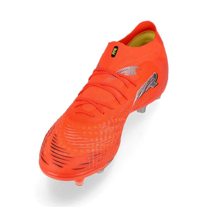 side view of the PUMA Future 9 Ultimate AG in Glowing Red / PUMA White / PUMA Black / Puma Silver (Unleashed Pack)