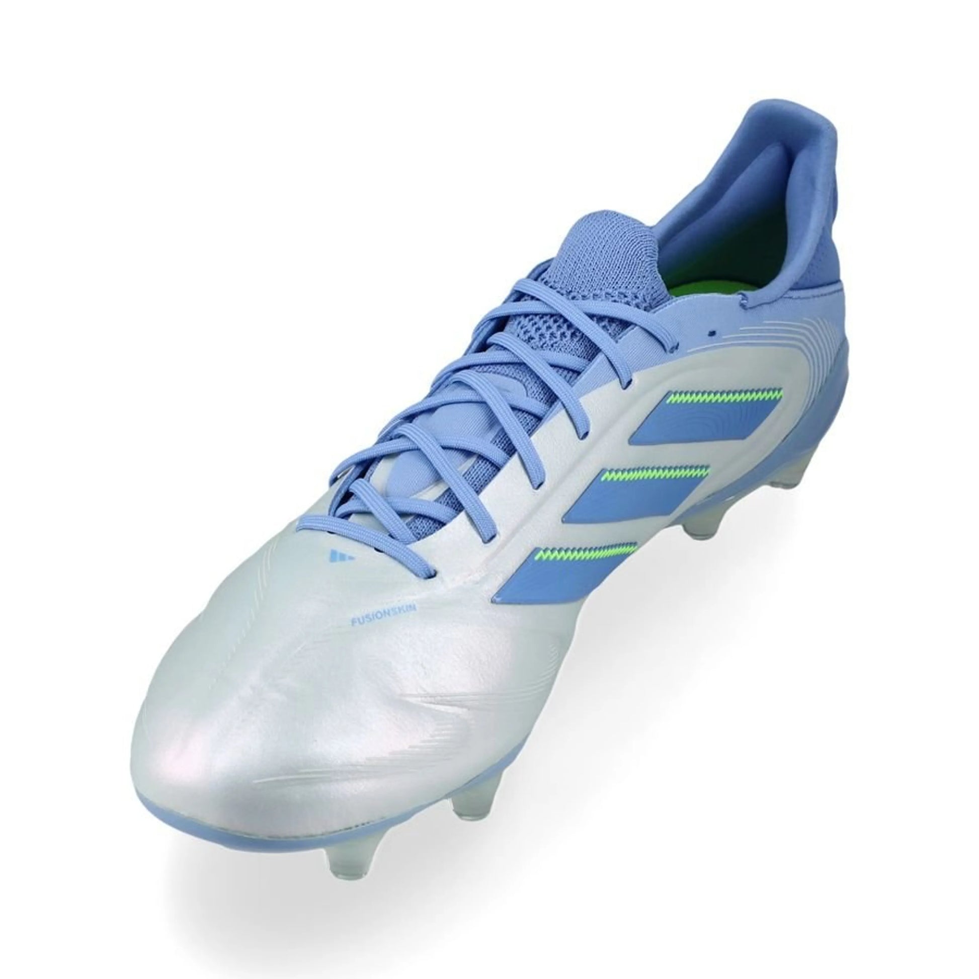side view of the adidas Copa Pure Elite III FG "Celestial Victory" Pack in a Blue/Lemon colorway