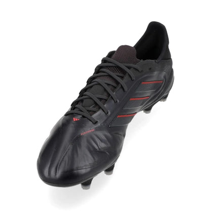 side view of the adidas Copa Pure Elite III FG "Stealth Victory" Pack in a Black/Copper/Red colorway