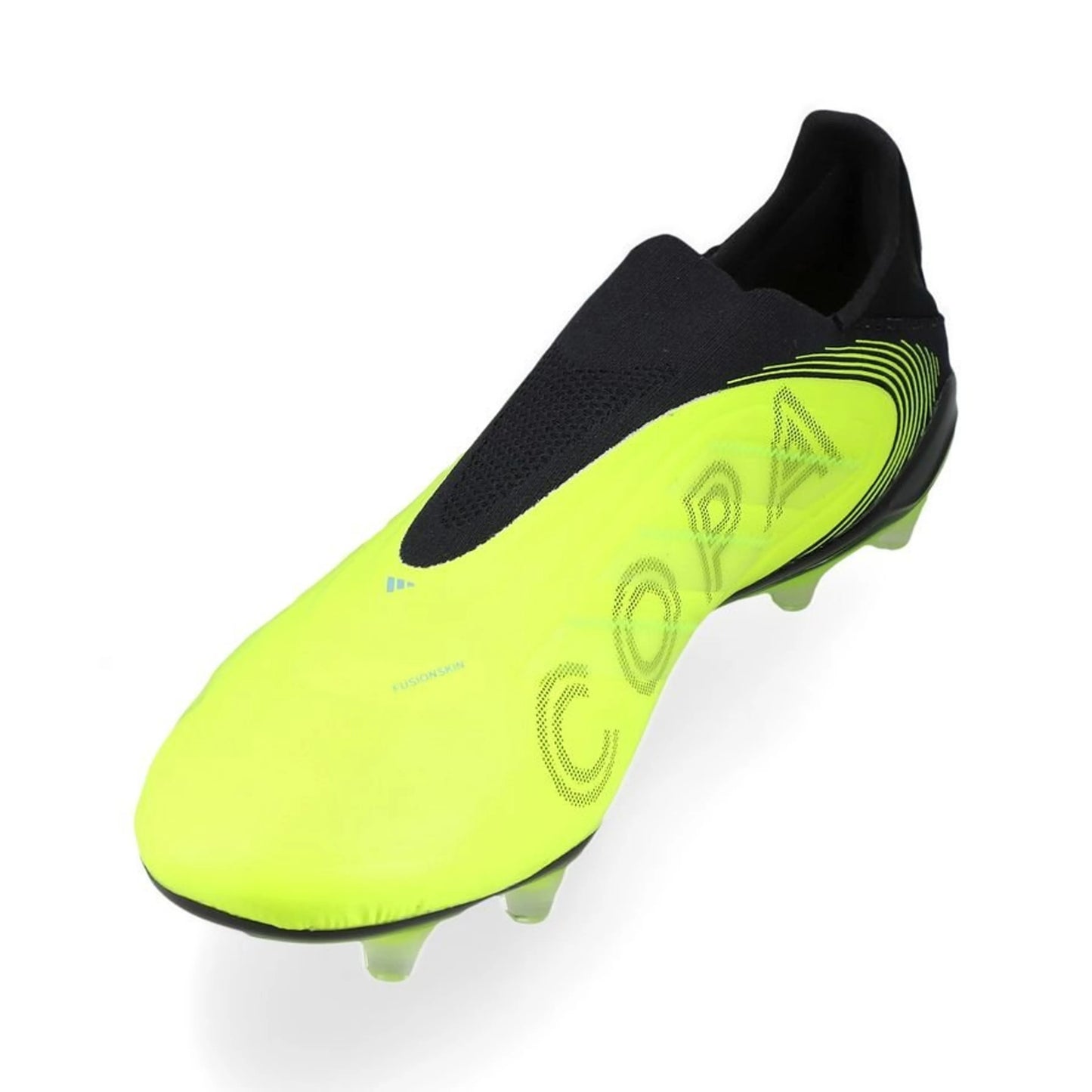 side view of the adidas Copa Pure Elite III Laceless FG "Mystic Victory" pack in Lemon/Black colorway