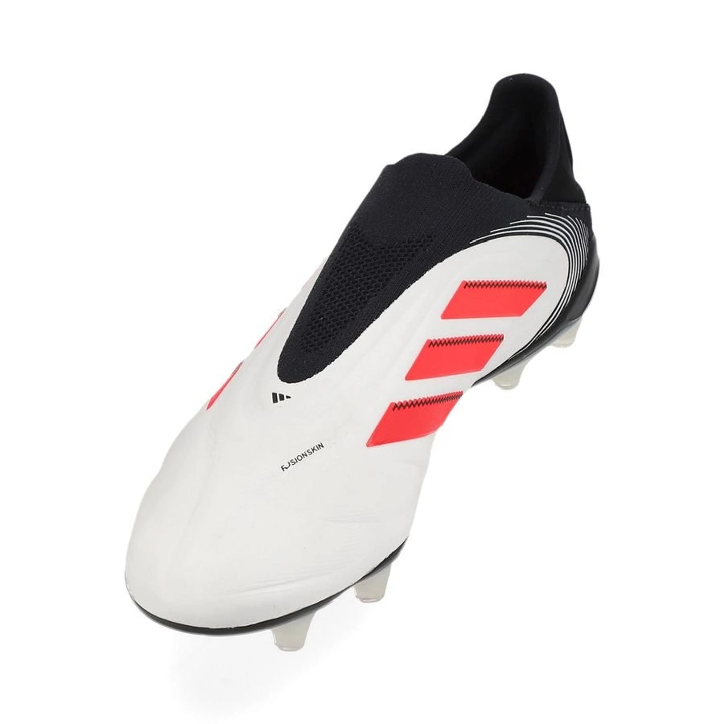 side view of the adidas Copa Pure Elite III Laceless FG "Pure Victory" pack in White/Red/Black colorway