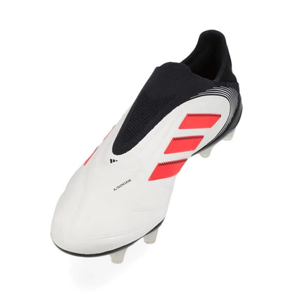 side view of the adidas Copa Pure Elite III Laceless FG "Pure Victory" pack in White/Red/Black colorway