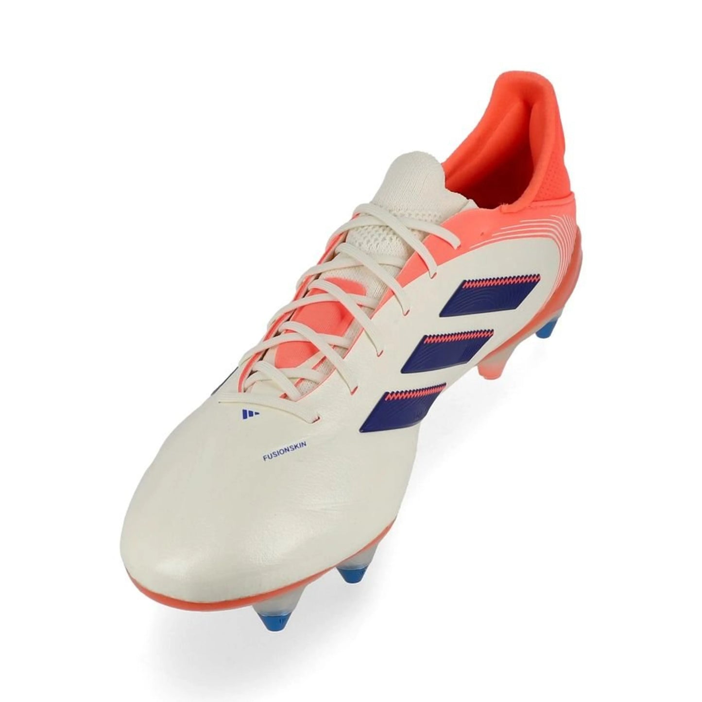 side view of the adidas Copa Pure Elite III SG in white/orange from the energetic Coral Blaze Pack