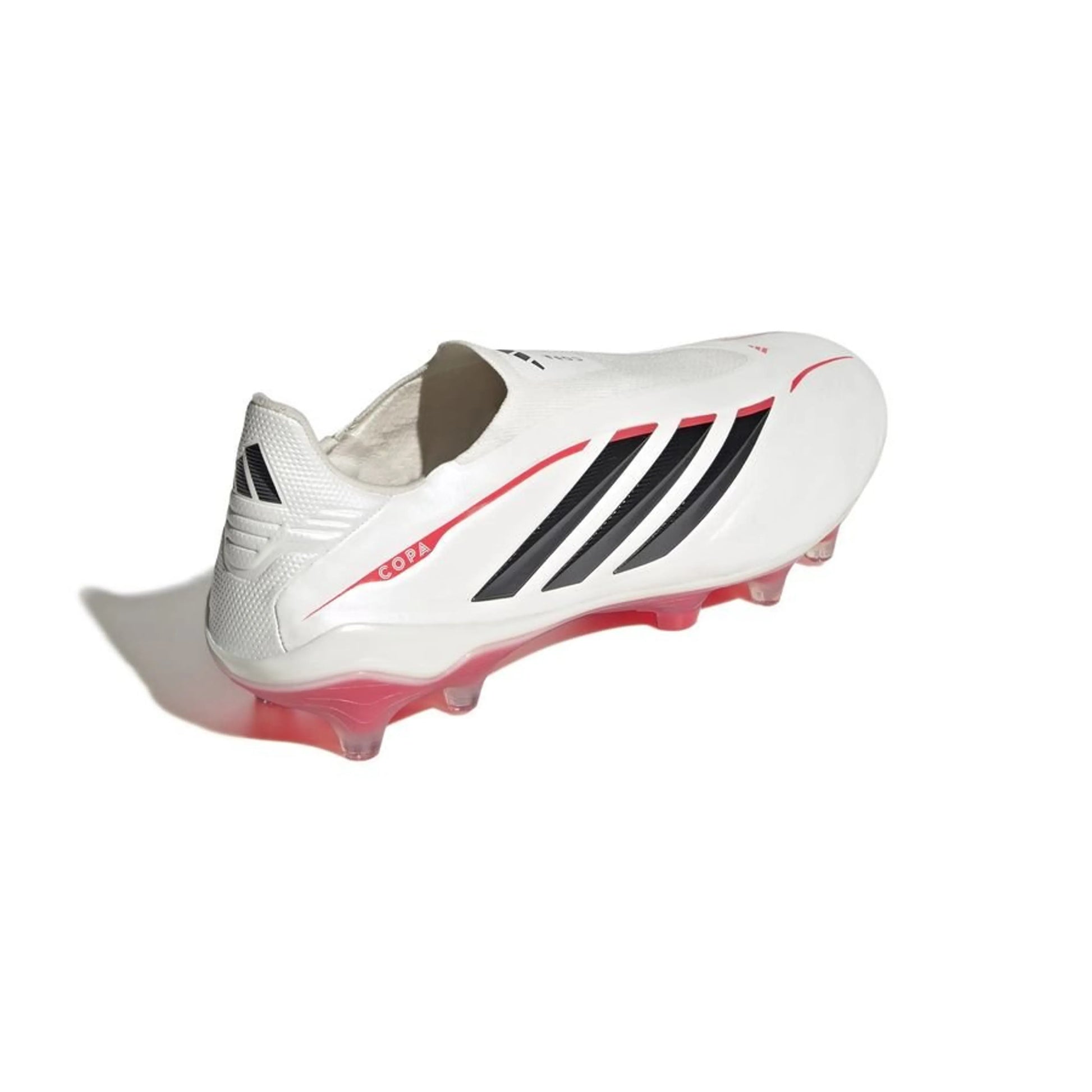 side view of the adidas Copa Pure Elite IV Laceless FG Born For Goals in White/Black/Red colorway
