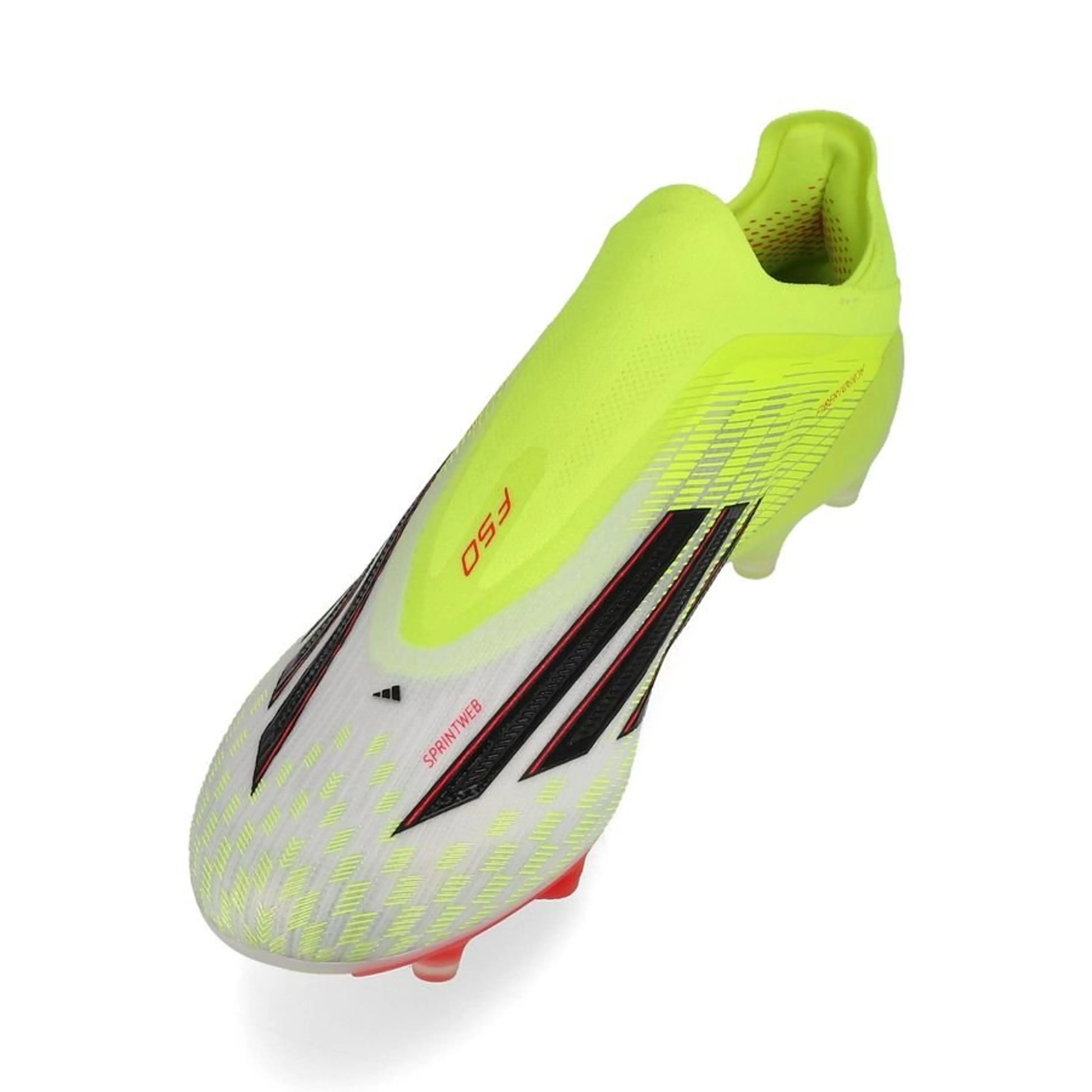 side view of the adidas F50 Elite Laceless AG in Yellow / Black / Red (Born For Goals Pack)