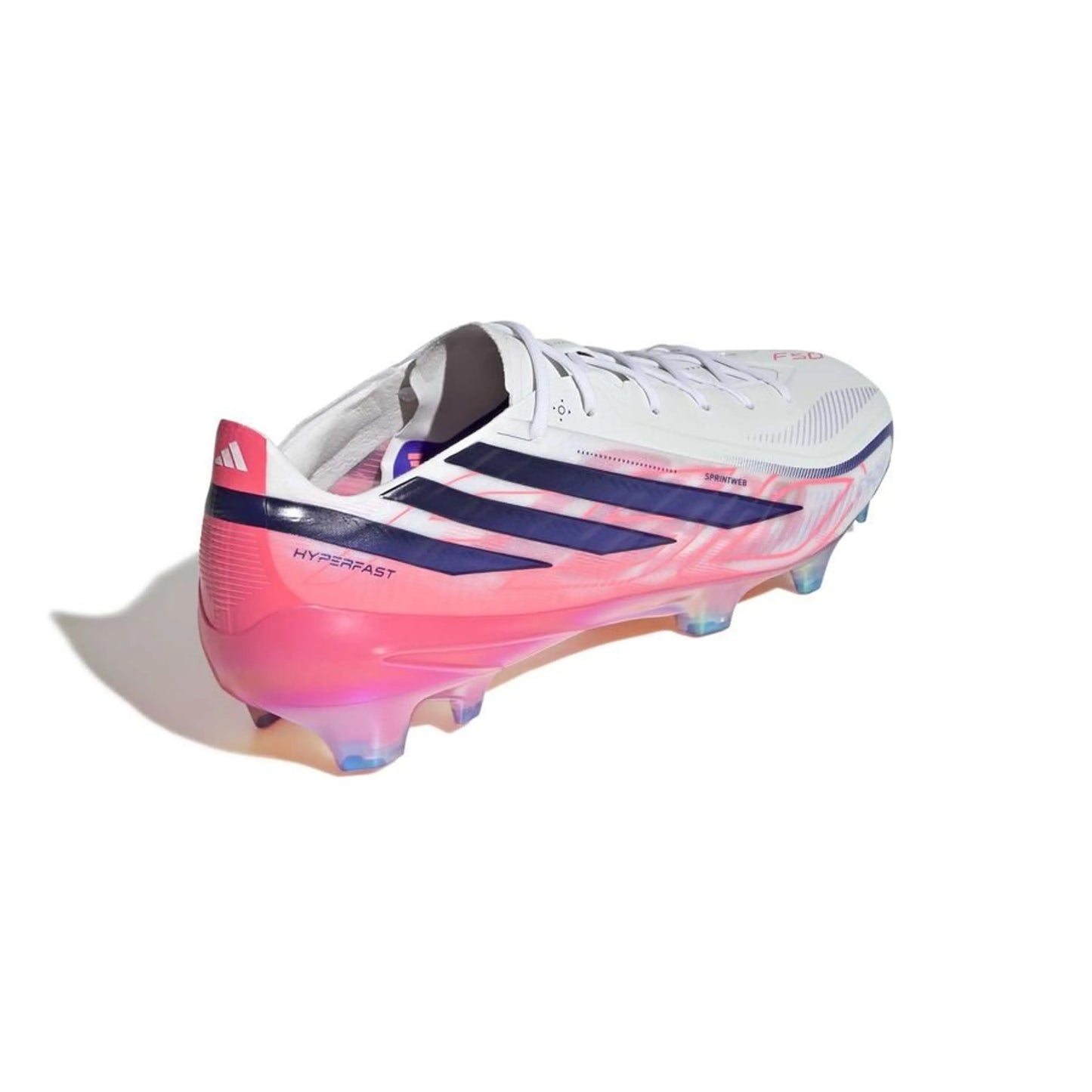 side view of the adidas F50 Hyperfast Elite FG in White/Pink from the Chaos vs Control Pack 