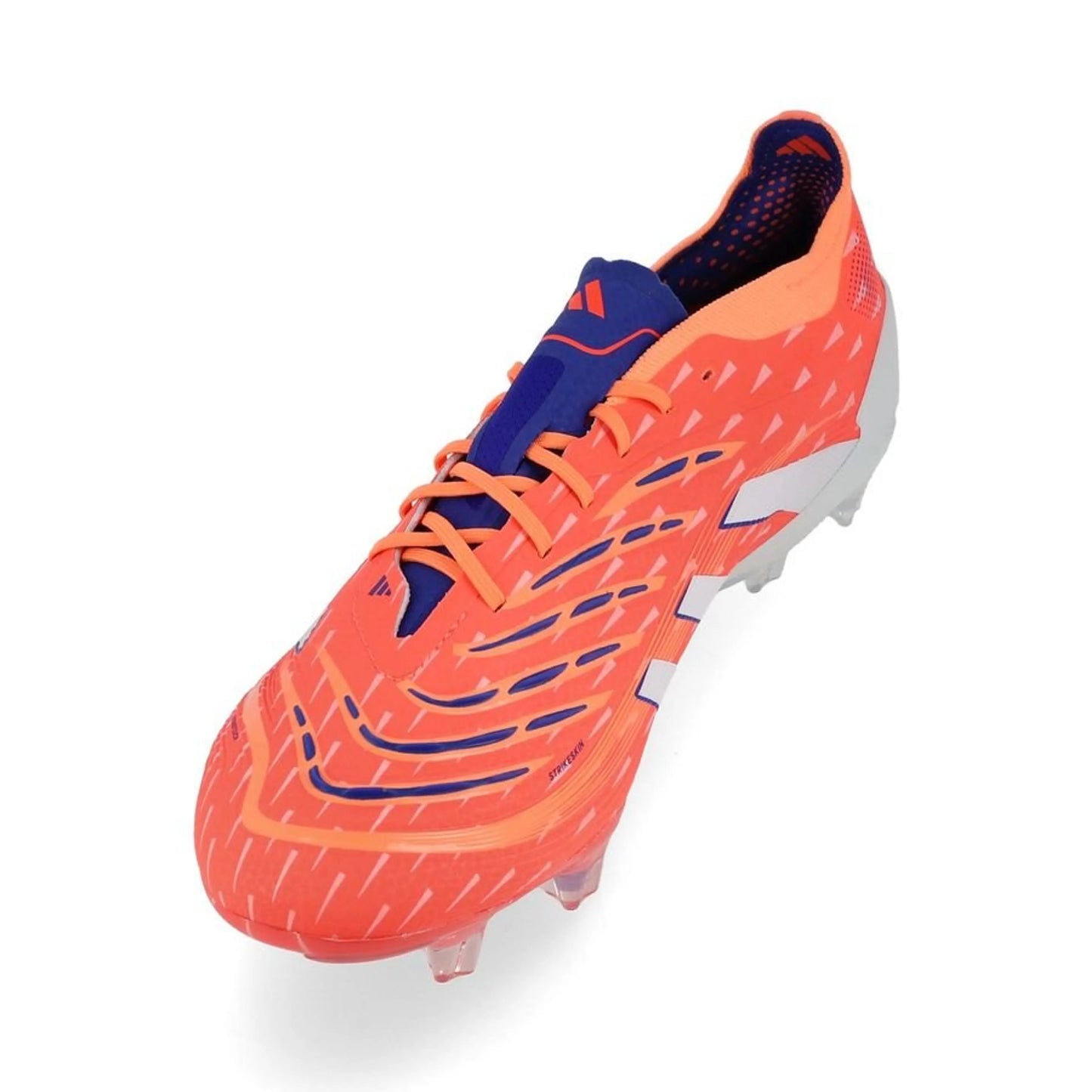 side view of the adidas Predator Elite FG "Coral Blaze" pack in a White/Orange colorway