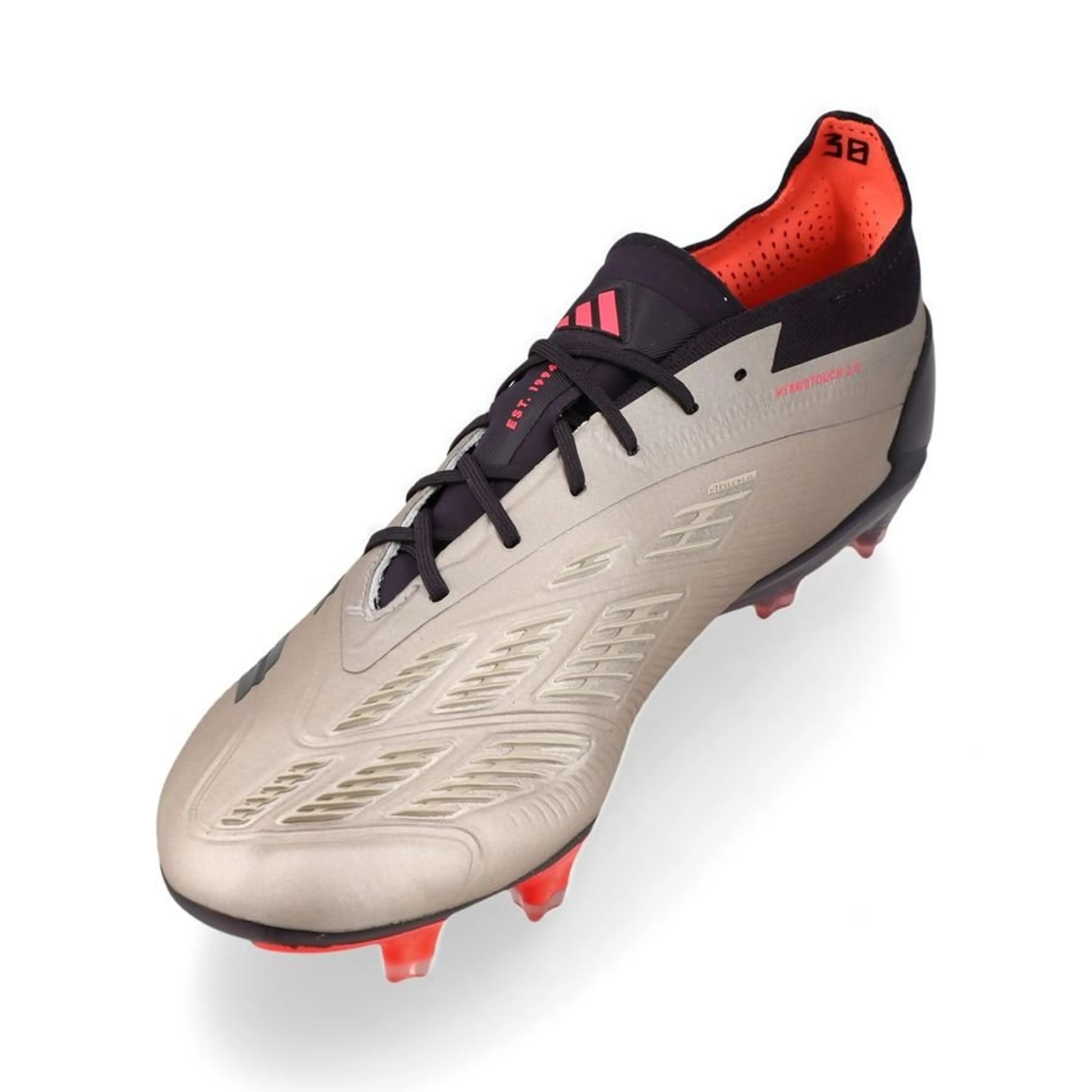 side view of the adidas Predator Elite FG "Vivid Horizon" Pack in a Metallic/Black/Orange colorway