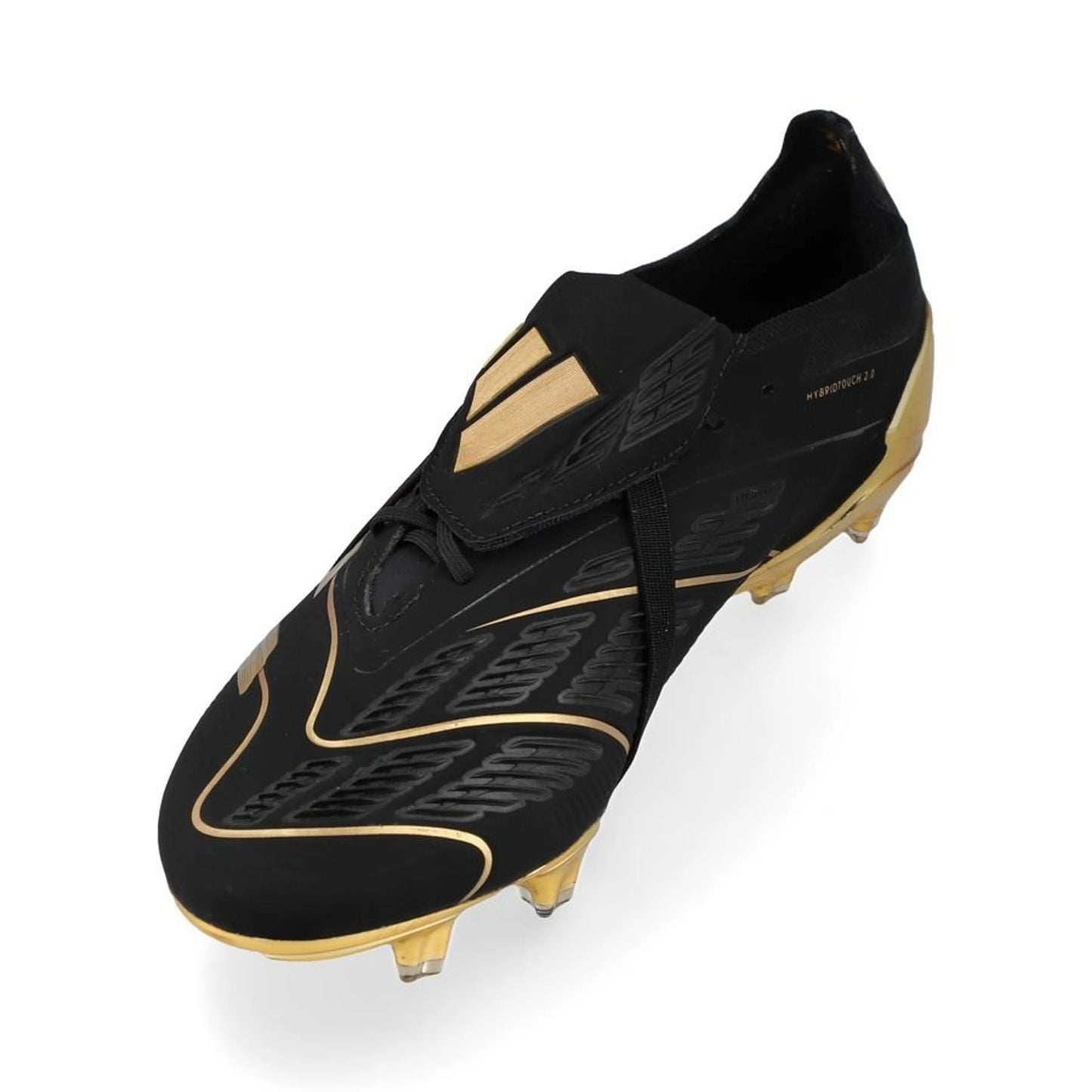side view of the adidas Predator Elite Fold-over Tongue FG "Belligold" pack in Black/Gold colorway