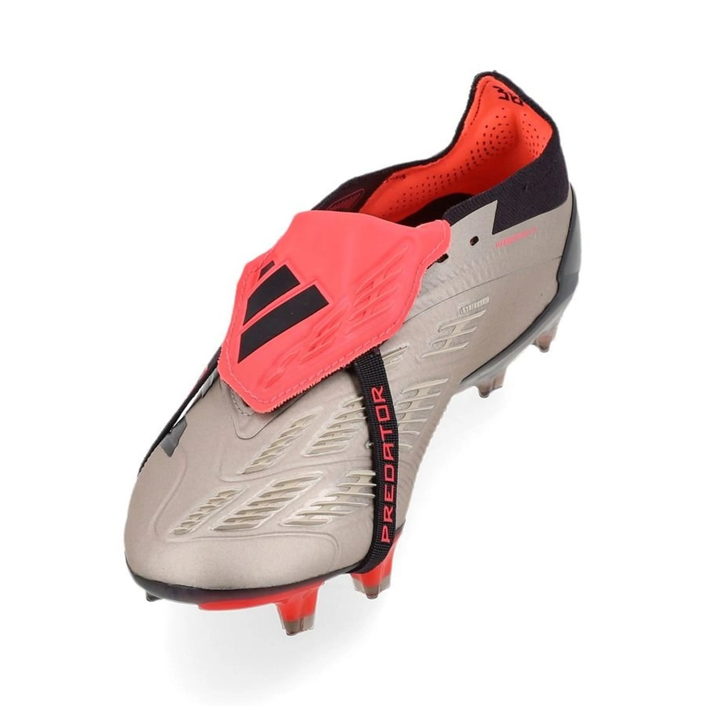 side view of the adidas Predator Elite Fold-over Tongue FG "Vivid Horizon" Pack in a Grey/Black/Red colorway