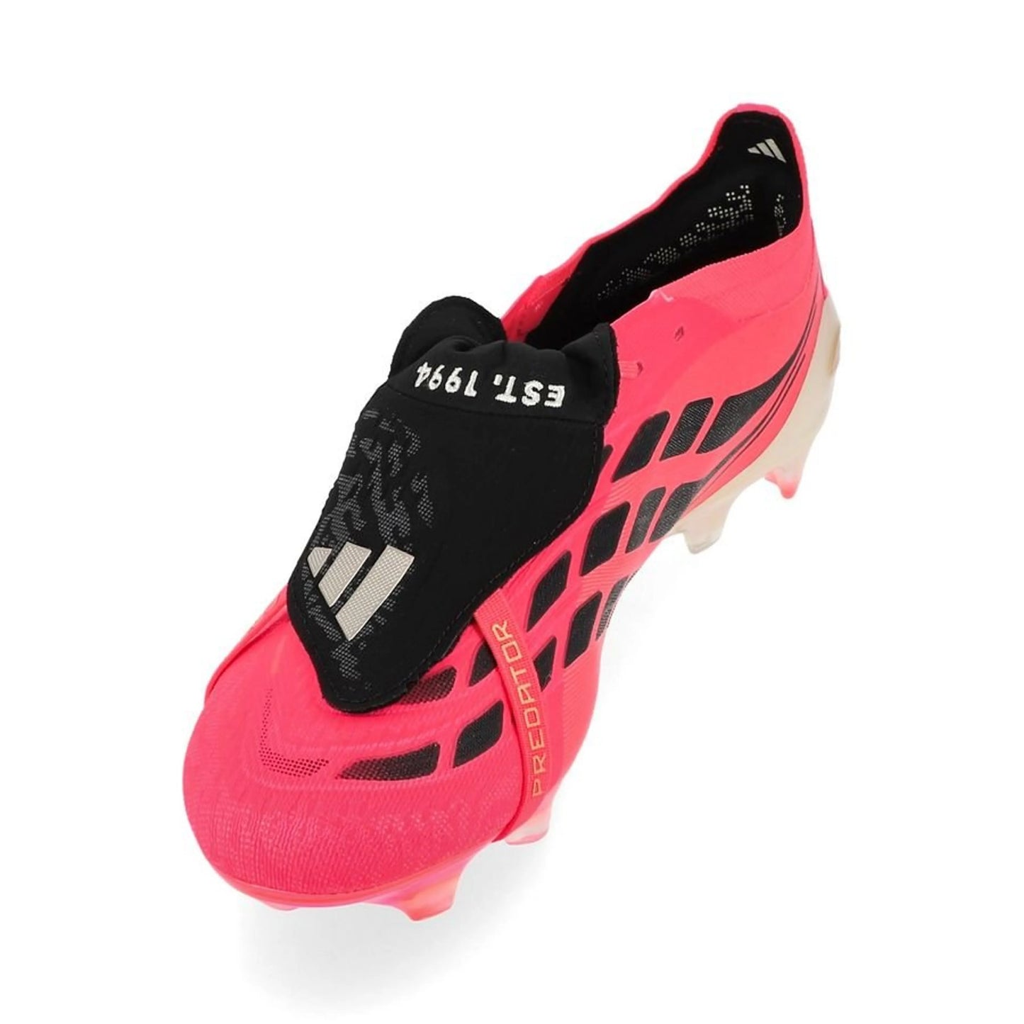 side view of the adidas Predator Elite Fold-over Tongue FG in Solar Turbo / Thermal Chrome / Core Black (Road to Glory Pack)